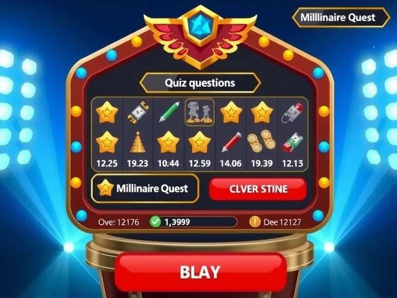 Millionaire Quest gameplay interface showing quiz questions and reward system